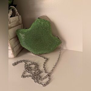 Rhinestone Ivy Leaf Elegant Clutch Evening Bag with Chain Strap for Formalwear